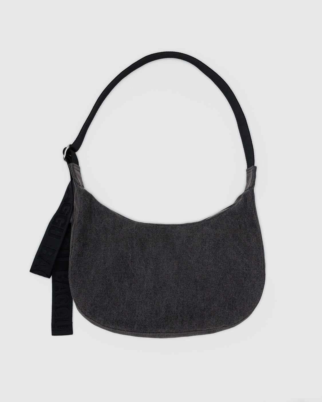 Medium Denim Crescent Bag - Washed Black Denim - Classic Street Carry