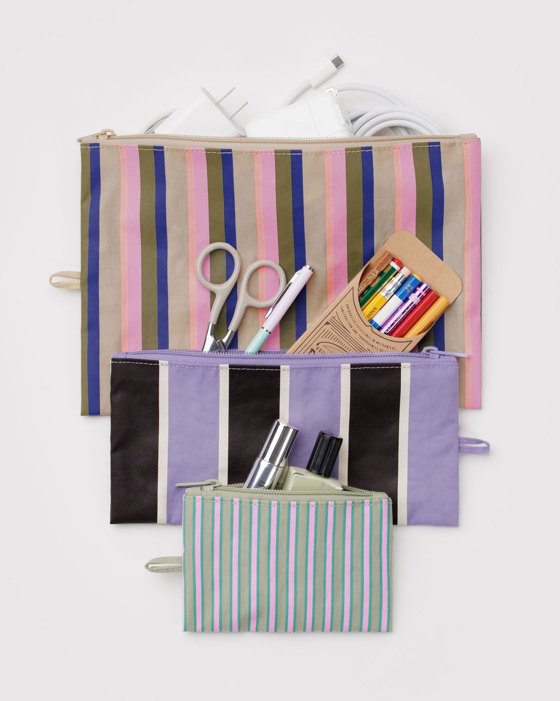 Flat Pouch Set - Candy Shop Stripes - Pocket Utility Set