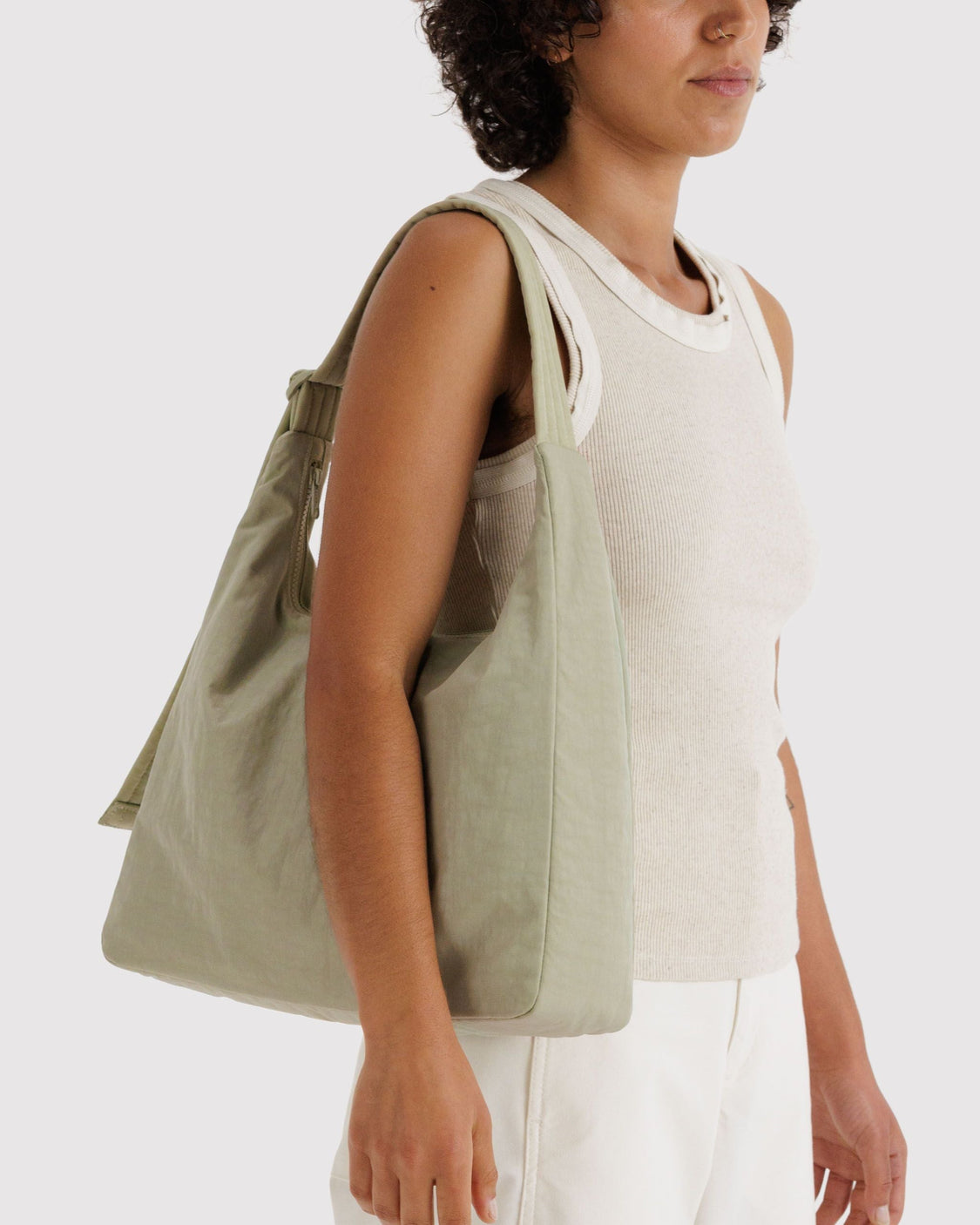 Nylon Shoulder Bag - Celadon - Simple Carry