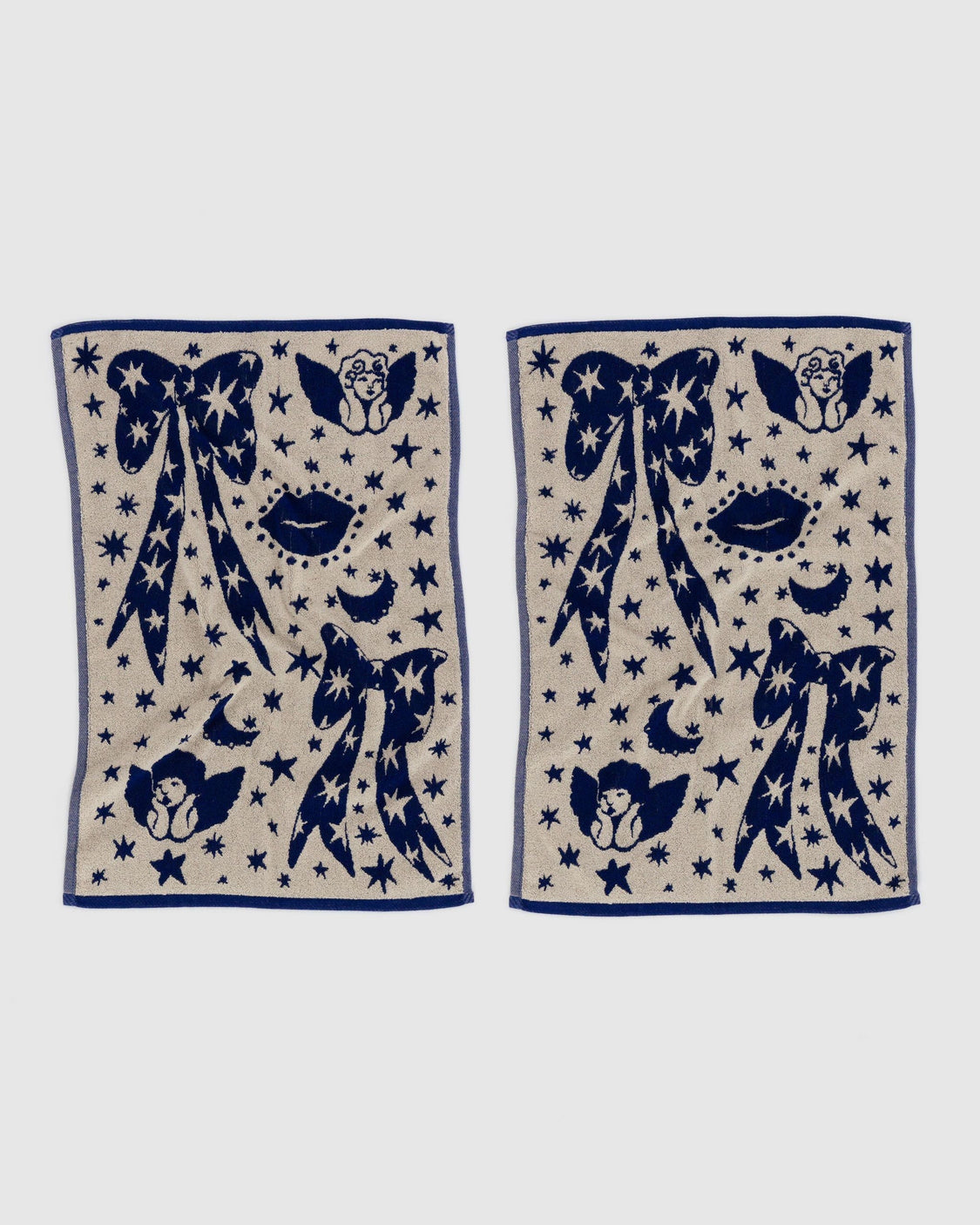 Hand Towel Set of 2 - Cherub Bows - Bag Key Tag