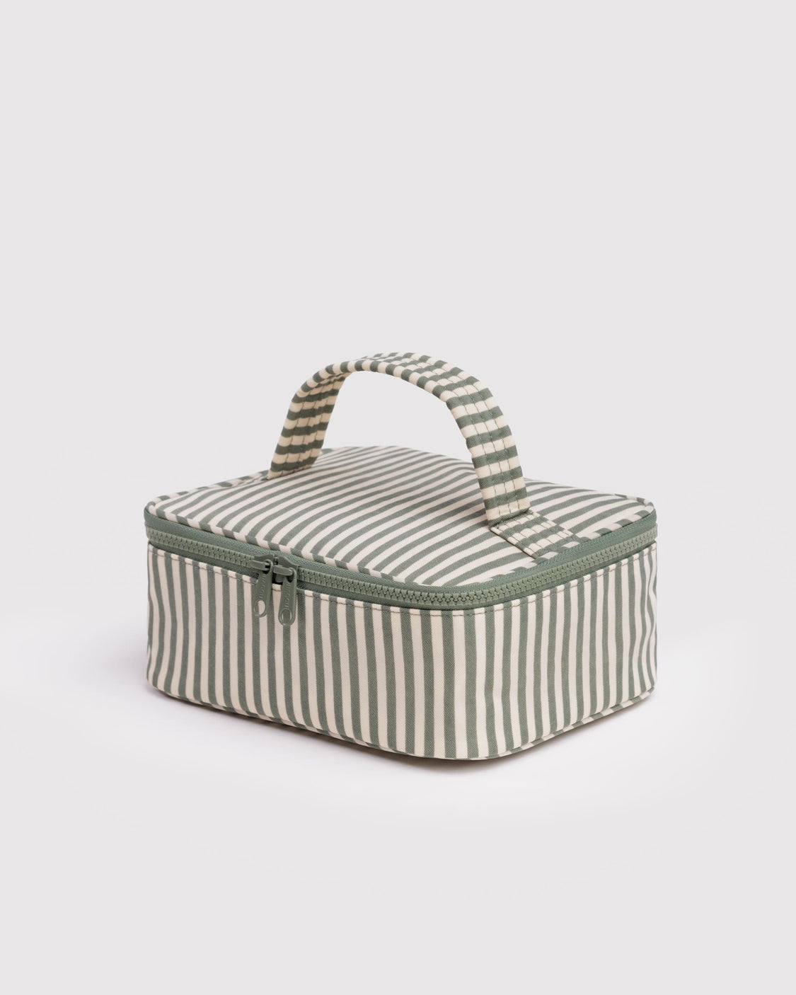 Small Cosmetic Case - Sage Stripe - Soft Desk Organizer