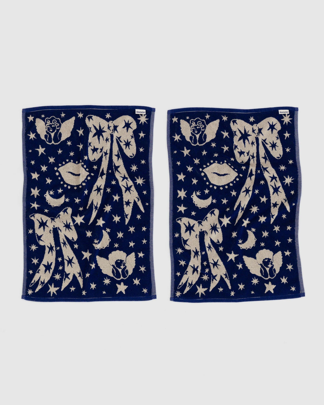 Hand Towel Set of 2 - Cherub Bows - Bag Key Tag
