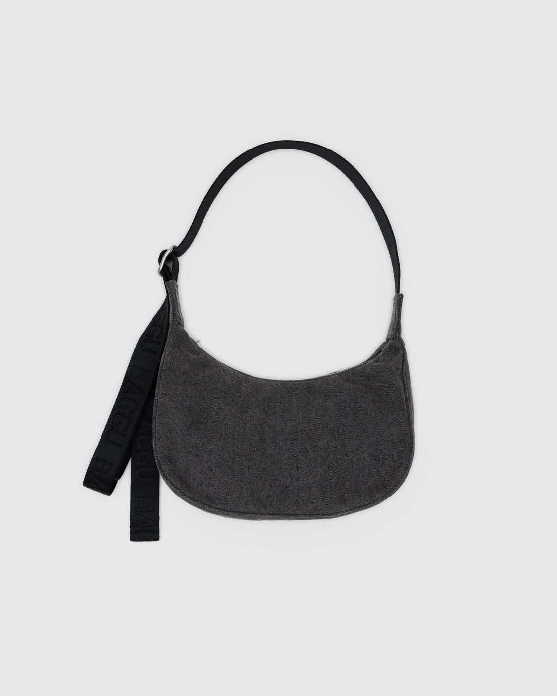 Small Denim Crescent Bag - Washed Black Denim - Daily Travel Haul